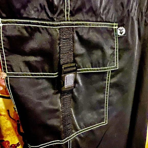 SUPER RARE Vintage Macgear 90s Rave Overalls - Black With Green Stitching Unisex - Picture 10 of 15